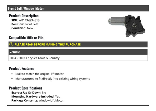 Motor Ventana Lateral Lado Conductor Delantero Izquierdo And