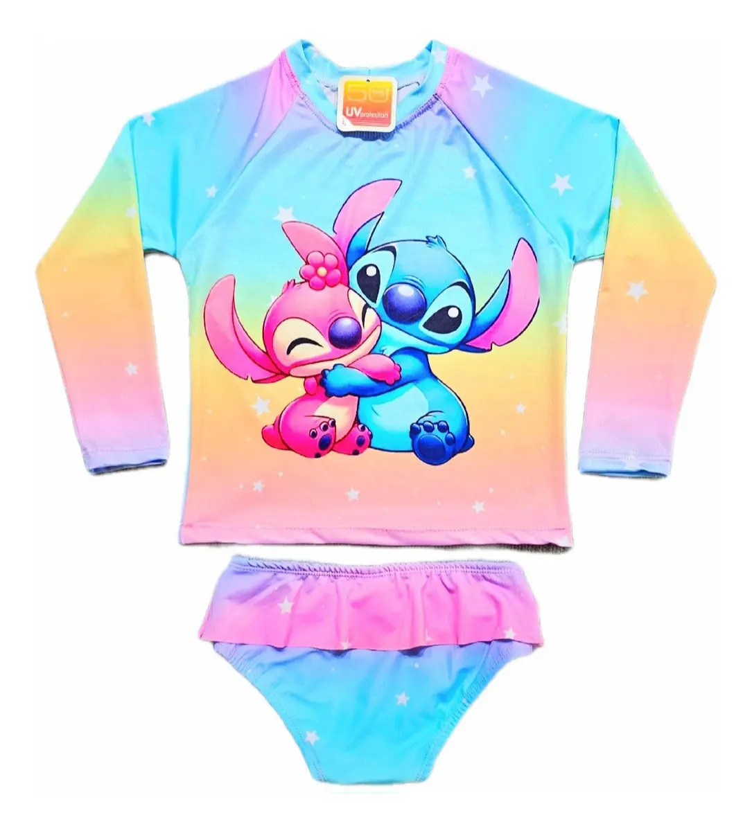 Blusa Uv Praia Piscina Biquíni Infantil Proteção Uv Menina Cor Rosa-claro Tamanho 6