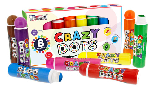 Us Art Supply 8 Color Crazy Dots Markers De Puntos Para Niño