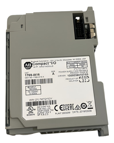 Allen Bradley 1769-ia16 Módulo De Entrada Compactlogix 16