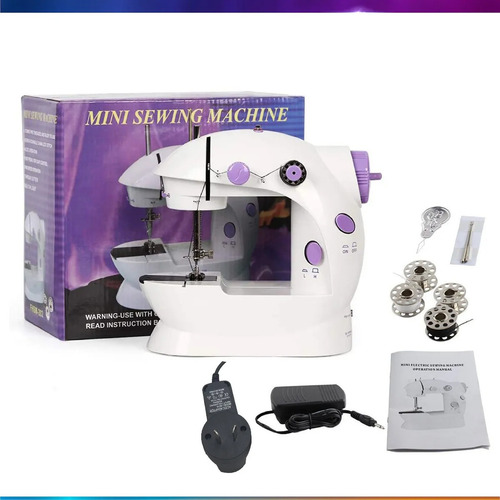 Máquina De Coser Recta Mini Blanca Y Violeta Accesorios Mini