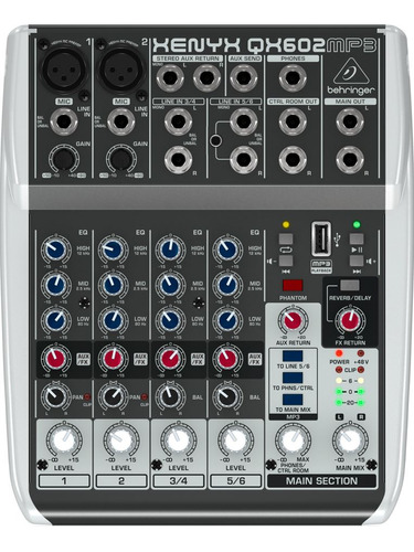 Mixer Consola Behringer Xenyx Qx602mp3 6 Ch Fx