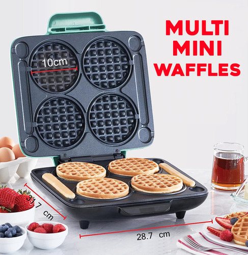 Máquina para 4 miniwaffles aqua Dash DMMW400GBAQ04