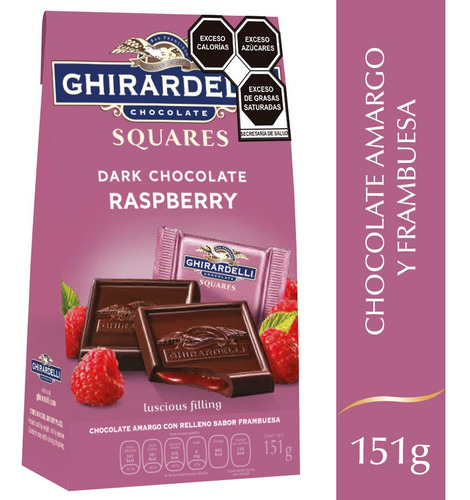 Ghirardelli Chocolate Amargo Relleno Sabor Frambuesa 151 Gr