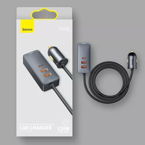 Compre Baseus Compartir Juntos PPS 120W Cable de Carga Rápida Multi-puerto  3 USB + Tipo c Adaptador de Cargador de Automóvil Con Cable de 1,5 m en  China