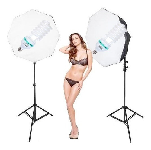 Kit Estúdio Tripe Iluminação Softbox 70cm E27 P/ Youtubers