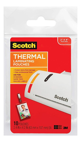 Scotch Thermal Laminating Pouches Id Badge Clip, 2.4 Pu...