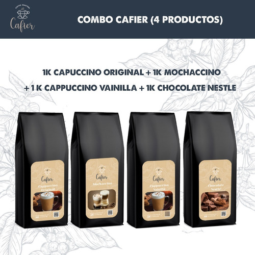 1 Moka + 1 Cacao + 1 Vainilla + 1 Capu Original + Envío Free