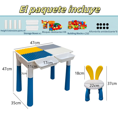 Mesa Didactica Con Juego De Bloques Trae Silla Para Niños