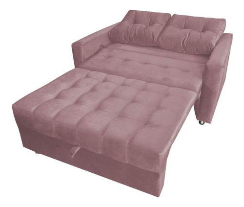 Sofá Cama Casal Drika Veludo Turkey Rosê Matrix