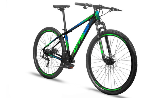 Bicicleta Aro 29 Gts Prom5 Urban Disco Hidráulico 24 Marchas Cor Preto/vede com azul Tamanho do quadro 21 "