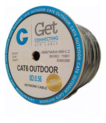 Cable Utp Cat 6 Exterior 100% Cobre - Carrete X 305 Metros