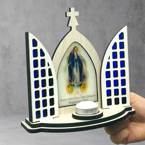 Capela Vitral Nossa Senhora Das Graças Oratório Porta Vela