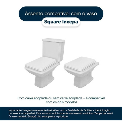 Assento Sanitario Acrílico Square Rosa Shell P/ Vaso Incepa