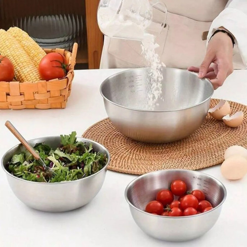 Tazon Para Mezclar Masa Acero Inoxidable Ensaladera Plateado