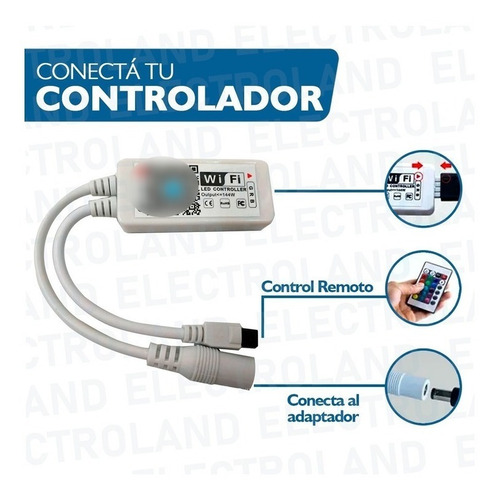 Imagen 6 de 10 de Tira Led Rgb Control Wifi Decoración 5mts 5050 Controladora