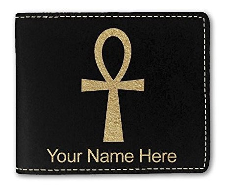 Cartera De Cuero Faux, Ankh, Grabación Personalizada Ktj48