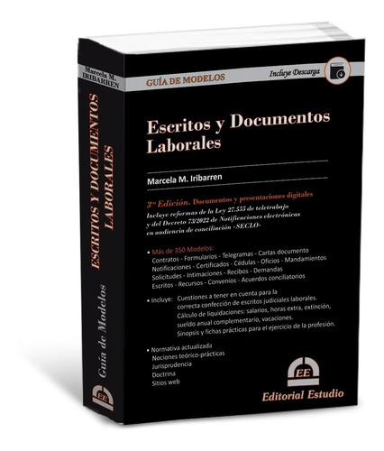 Guía De Modelos: Escritos Y Documentos Laborales (con Cd), De Marcela M. Iribarren. Editorial Estudio, Tapa Blanda En Español, 2022