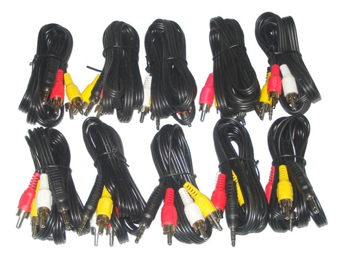 Lote X10 Cables De Audio (3 Rca .a 1 Jack 3.5mm)