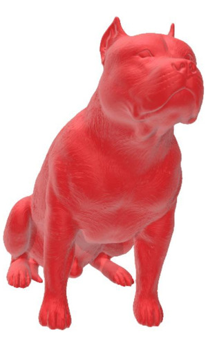 Pitbull Fêmea Orelha Cortada Com Laço Miniatura Decoração 3d