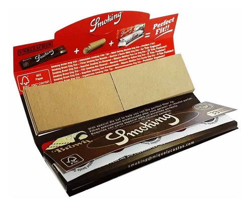 Imagem 3 de 5 de Caixa De Seda Smoking Brown Com Piteira 33un - Original