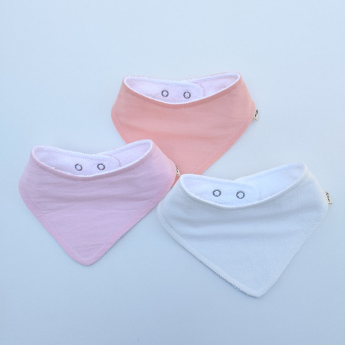Imagen 8 de 10 de Babero Bandana Liso Doble Broche Somos Fabricantes