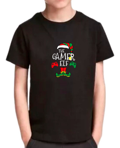 Franela Niños Unisex Estampado Navidad Elfo El Gamer 