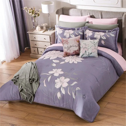 Edredon Lavable King Size Concord Celina Microfibra Color Lila