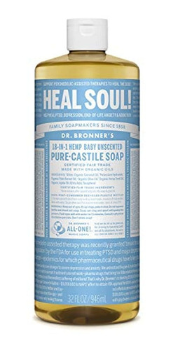 Jabón Líquido Puro De Castilla, Sin Aroma 32oz, Dr Bronner's