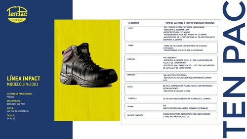 Imagen 10 de 10 de Calzado De Seguridad Ten-pac Borcegui Ecopro Color Negro