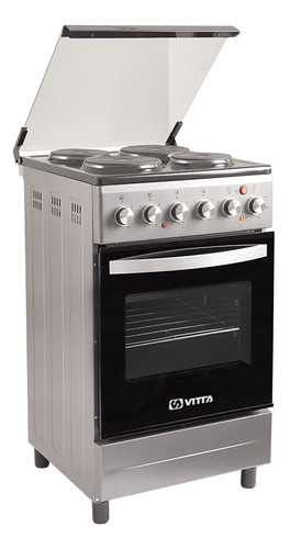 Cocina Eléctrica Vitta Símil Acero 50cm Grill Puerta c/Visor