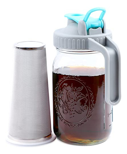 Cafetera Gmsweet Mason Jar Fría, 32 Onzas, Wide Mouth Co.
