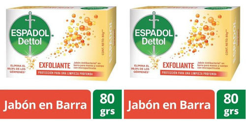 Jabón De Tocador Exfoliante Espadol Dettol 80gr Pack X2