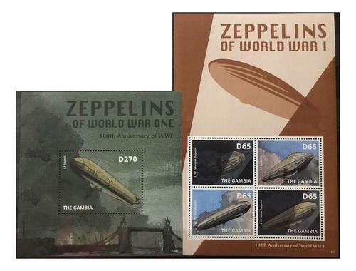 2014 Primera Guerra Mundial Zeppelin- Gambia (bloques) Mint 