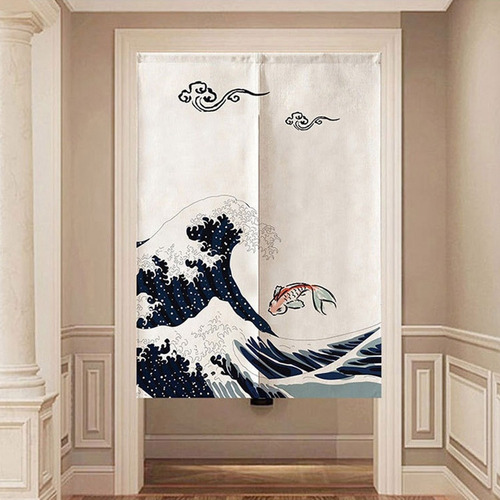 Cortina Divisoria 85* 120 Cm Estilo Japonés Poliéster Mitad