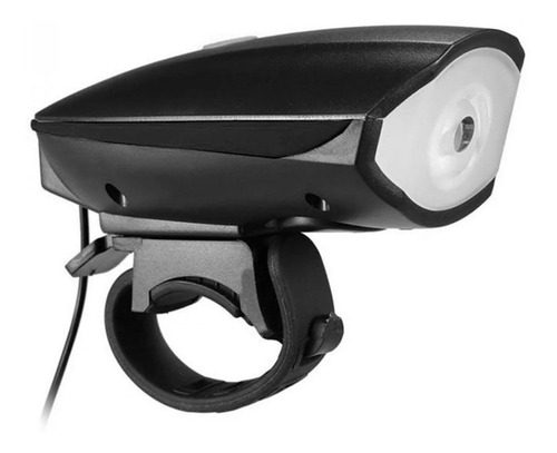 Imagem 2 de 3 de Farol Com Buzina 250 Lm Led Bateria Recarregável Usb Preto