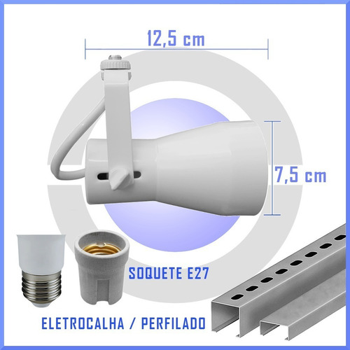 Imagem 6 de 6 de Kit 5x Spots Trilho Perfilado Eletro Calha Par20 Bulbo Led