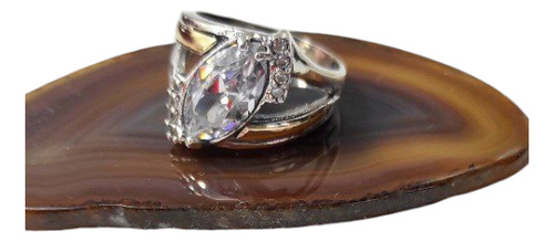 Anillo Plata 925 Con Circon Grande Detalles Oro