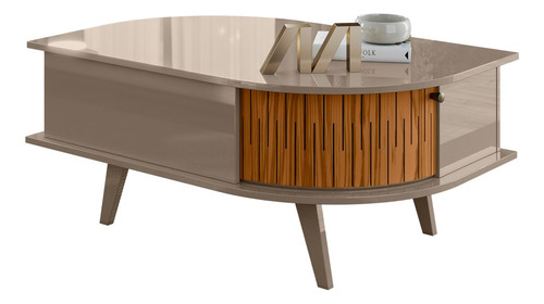 Mesa de café moderna Indy Fendi de 90 cm, color marrón natural