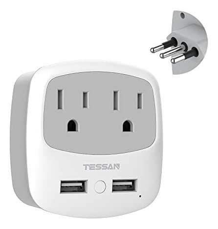 Pack Adaptador De Viaje Italia Con 2 Puertos Usb