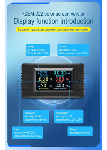 Medidor Digital Inteligente U9peacefair Pzem-022 Dis-fs Con