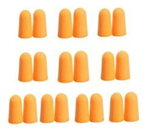 10 Pares De Tapones Para Oidos Suaves Color Naranja