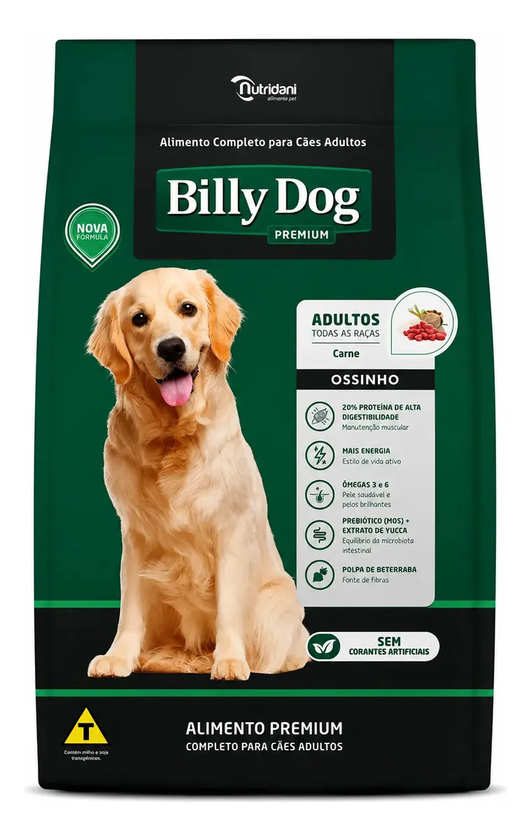 Ração Billy Dog Ossinho Ração Para Cães Sabor Carne 15kg