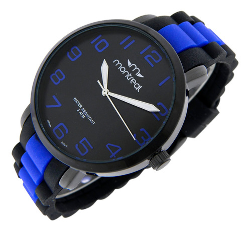 Reloj Montreal Hombre Ml1216 Malla Silicona Agujas Luminosas