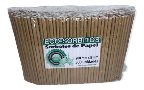 Sorbetes Ecologicos Sorbitos Kraft 6x500 200mm X 8mm