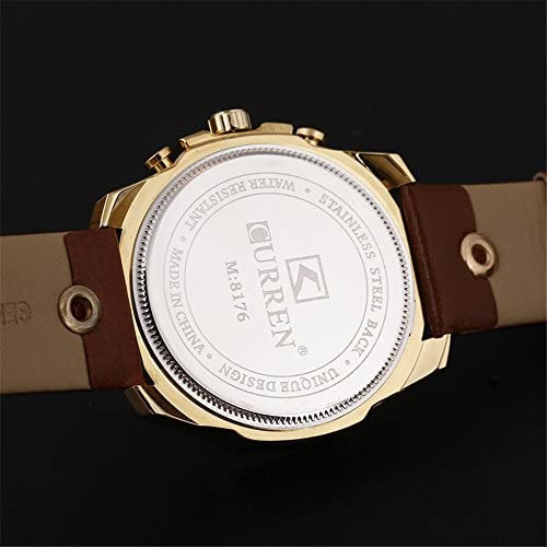 RelĂłgios Masculinos Luxo Data Ouro Pulseira De Couro Moda M