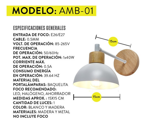 Apliqué Redondo De Pared Mod. Amb-01