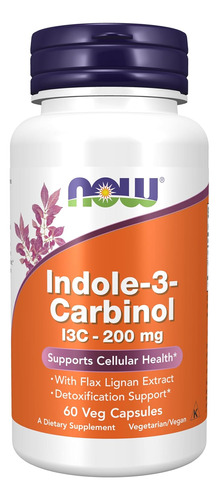 Indole-3-carbinol 200 Mg Now Con Extracto De Lino 60 Cap