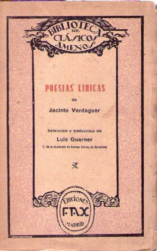 Poesias Liricas De Jacinto Verdaguer * Guarner Luis 