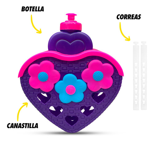 Canastilla Con Botella Para Bicicleta Infantil Niña R12-r16 Color Morado